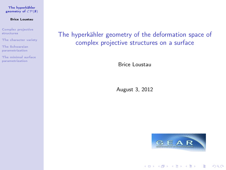 the hyperk hler geometry of the deformation space of