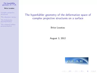The hyperkhler geometry of the deformation space of  The character variety  complex projective