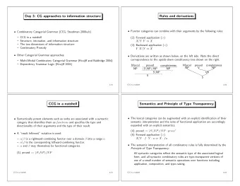 Day 3: CG approaches to information structure  Rules and derivations  Functor categories can