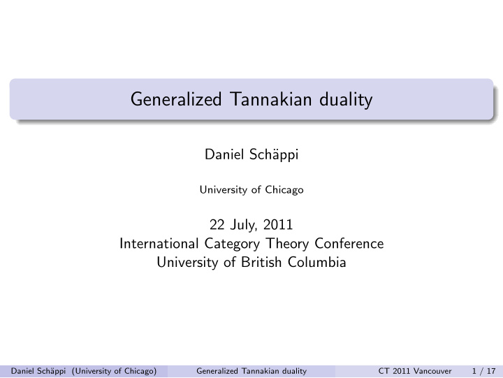 generalized tannakian duality