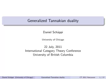 Generalized Tannakian duality  Daniel Sch  appi  University of Chicago  22 July, 2011
