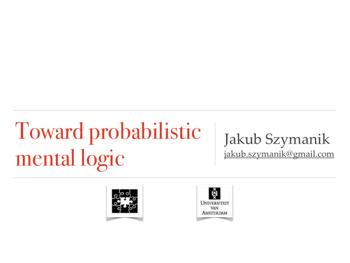 toward probabilistic