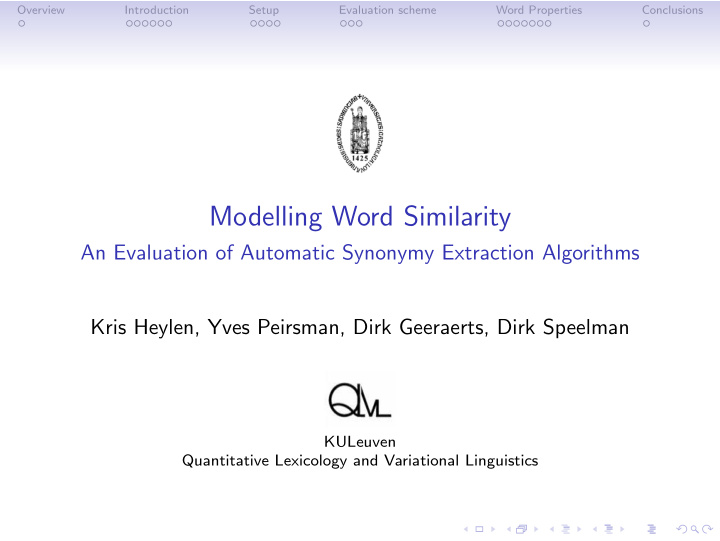 modelling word similarity