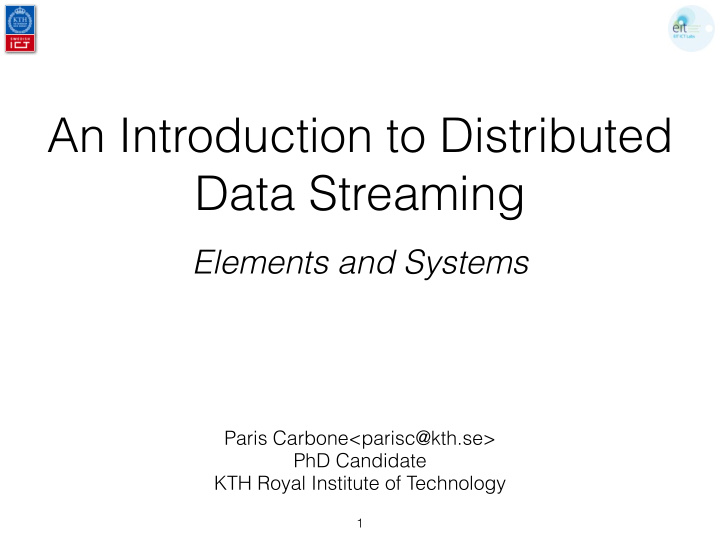 an introduction to distributed data streaming