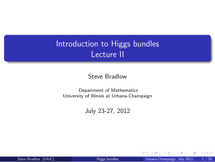 introduction to higgs bundles lecture ii