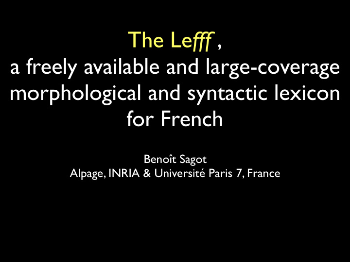 the le fff a freely available and large coverage