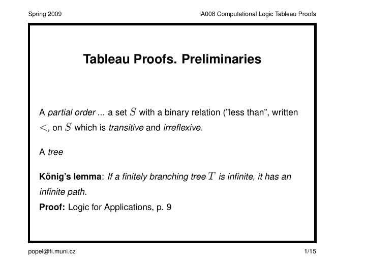 tableau proofs preliminaries