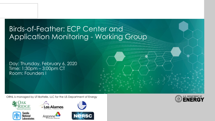 birds of feather ecp center and application monitoring