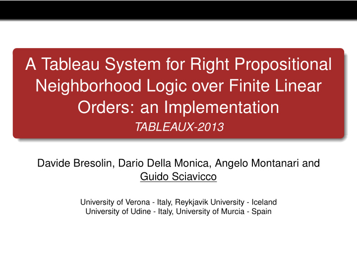 a tableau system for right propositional neighborhood