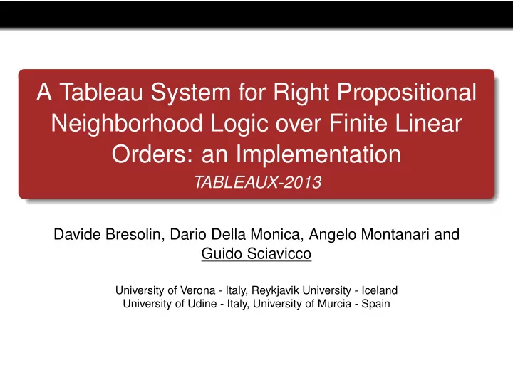 a tableau system for right propositional neighborhood