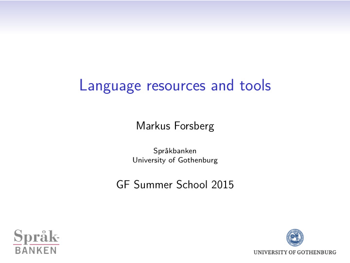 language resources and tools
