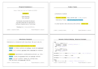 Program Realisation 2  Todays Topics  http://www.win.tue.nl/hemerik/2IP20/  Lecture 5