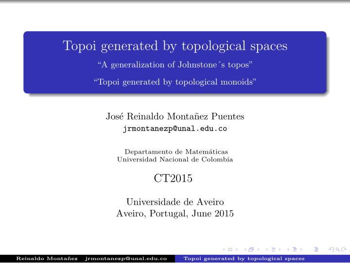 topoi generated by topological spaces