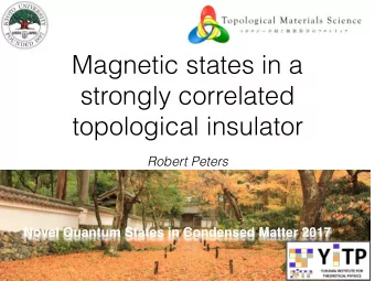 Magnetic states in a  strongly correlated  topological insulator  Robert Peters  Novel Quantum