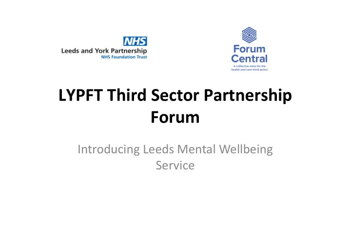 lypft third sector partnership forum