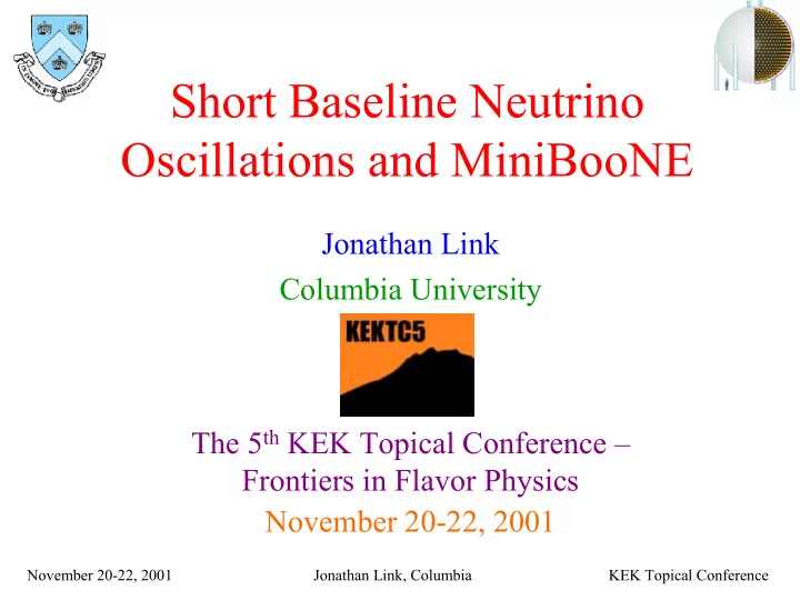 short baseline neutrino oscillations and miniboone