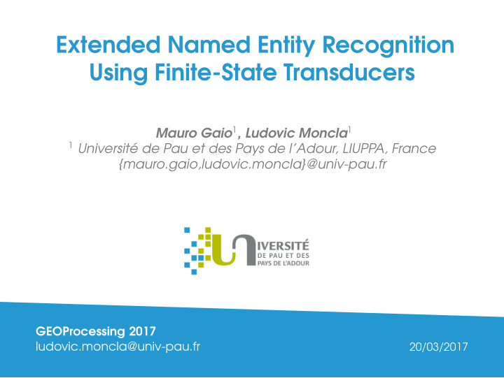 extended named entity recognition using finite state