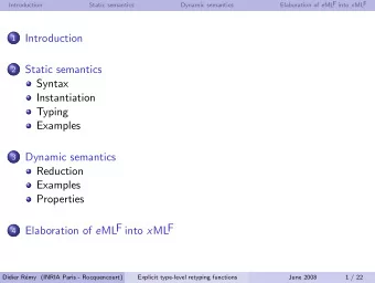 Introduction  1  Static semantics  2  Syntax  Instantiation  Typing  Examples  Dynamic semantics  3