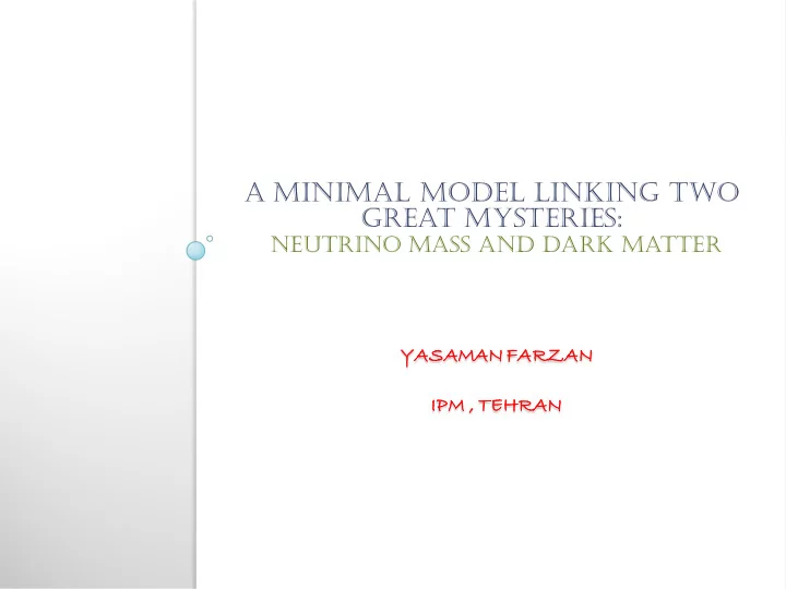 a minimal model linking two great mysteries