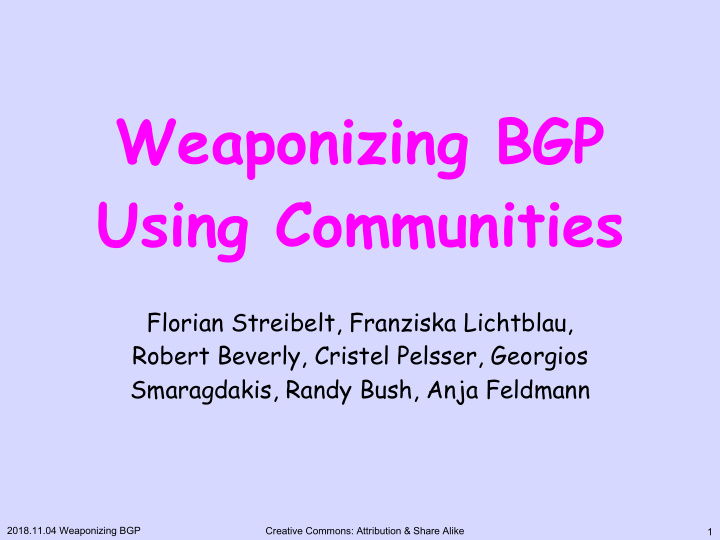 weaponizing bgp using communities