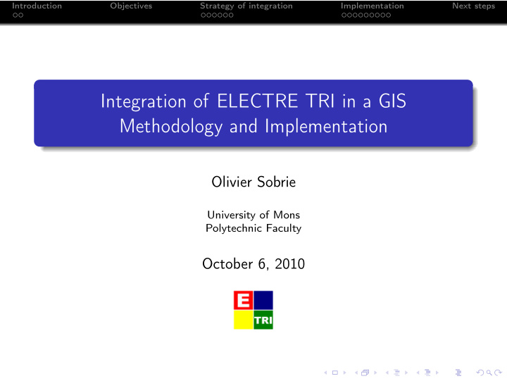 integration of electre tri in a gis methodology and