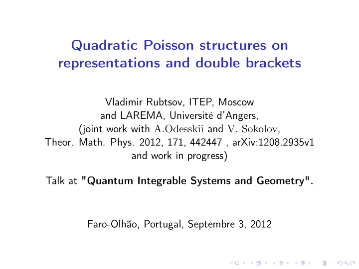 quadratic poisson structures on representations and