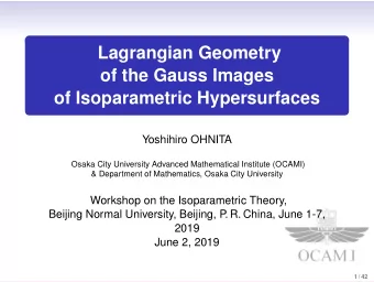 Lagrangian Geometry  of the Gauss Images  of Isoparametric Hypersurfaces  .  Yoshihiro OHNITA