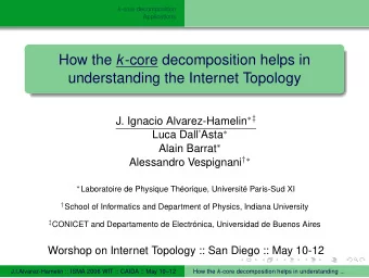 How the k -core decomposition helps in  understanding the Internet Topology J. Ignacio