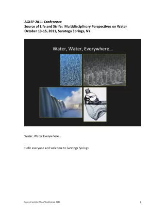 AGLSP  2011  Conference    Source  of  Life  and  Strife: