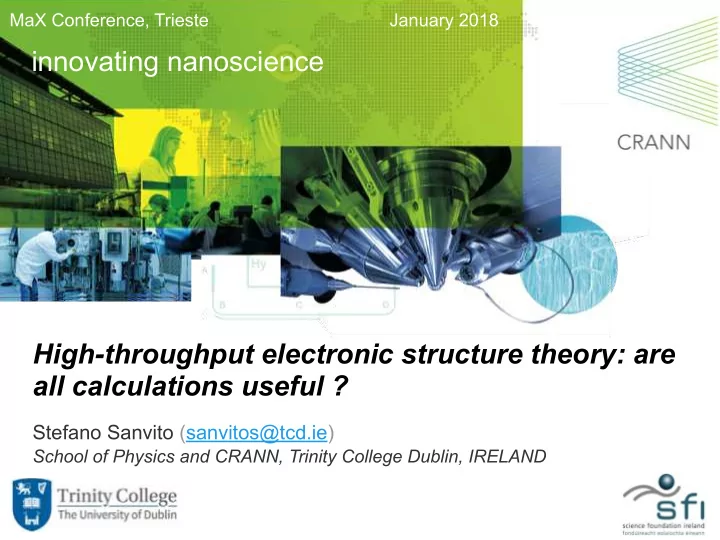 innovating nanoscience high throughput electronic