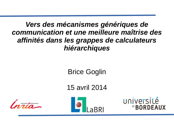 vers des m canismes g n riques de communication et une