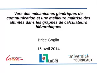 Vers des mcanismes gnriques de  communication et une meilleure matrise des  affinits dans