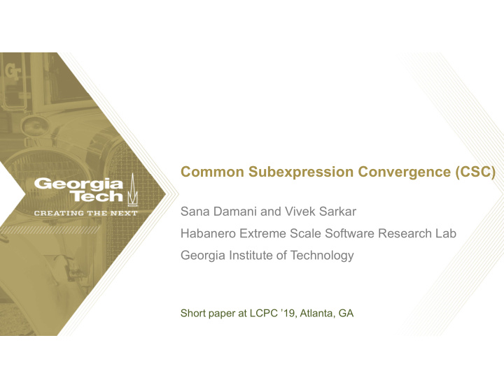 common subexpression convergence csc