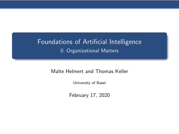 foundations of artificial intelligence