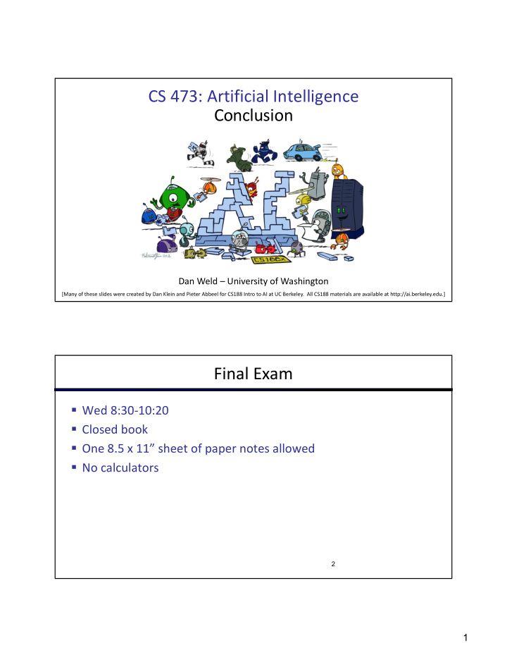 cs 473 artificial intelligence conclusion
