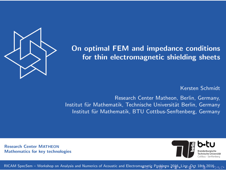 on optimal fem and impedance conditions for thin