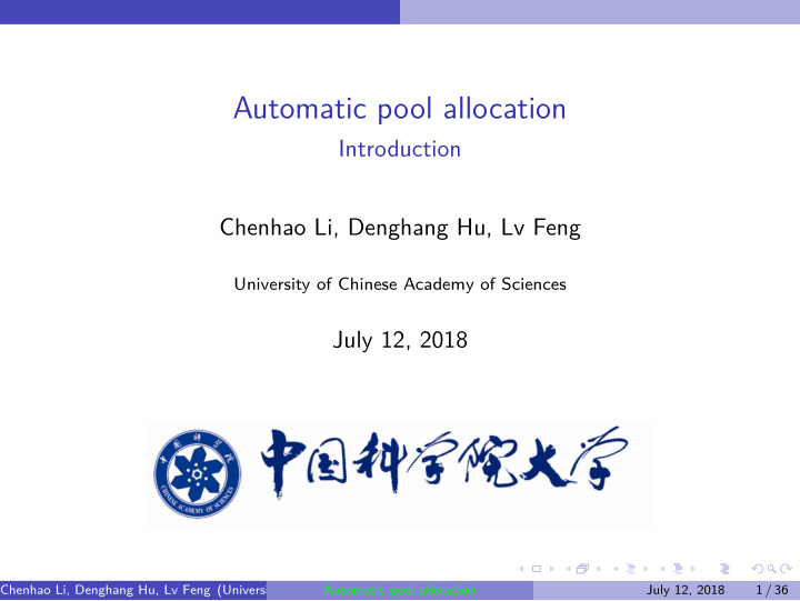automatic pool allocation