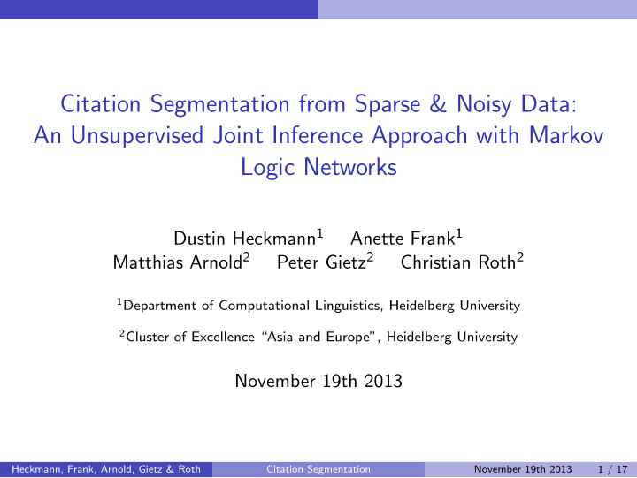 citation segmentation from sparse noisy data an
