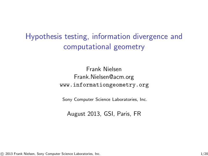 hypothesis testing information divergence and