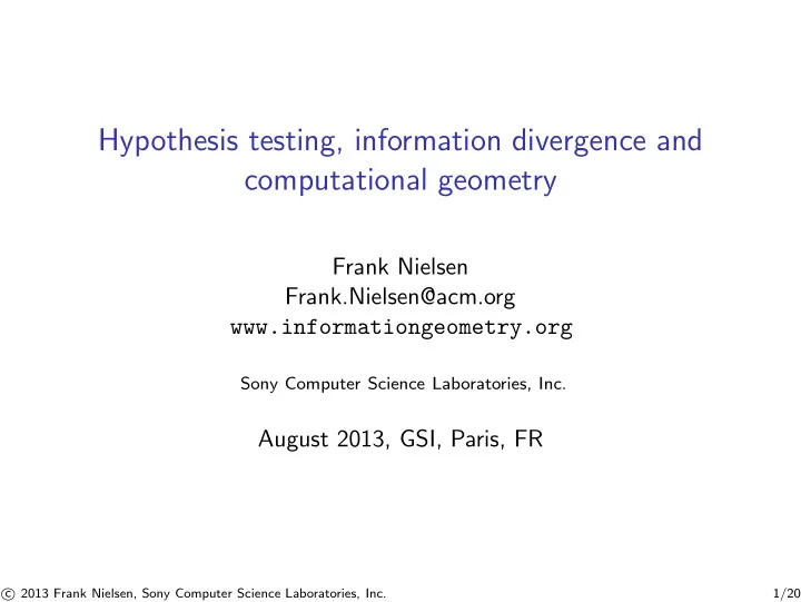 hypothesis testing information divergence and