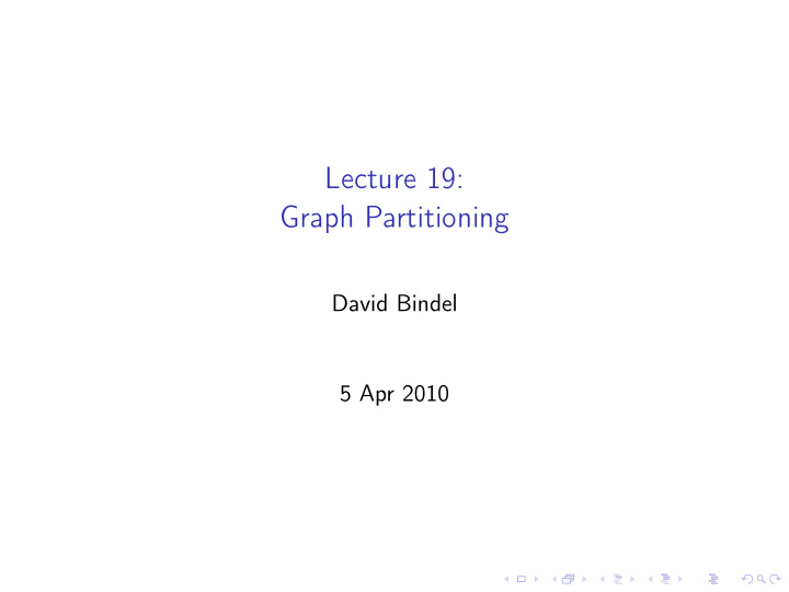 lecture 19 graph partitioning