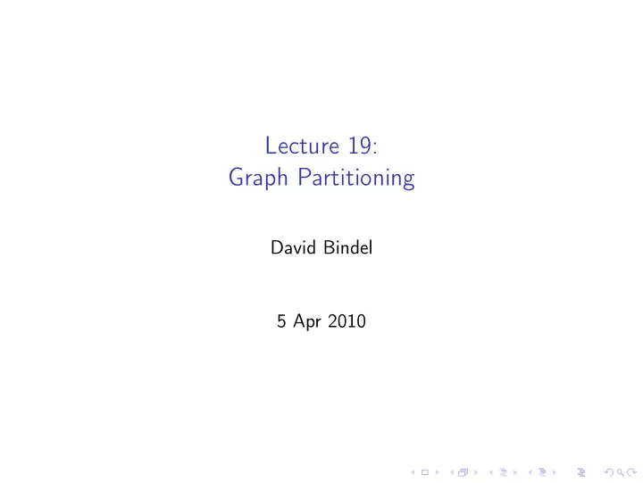 lecture 19 graph partitioning