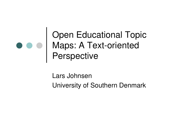 open educational topic maps a text oriented perspective