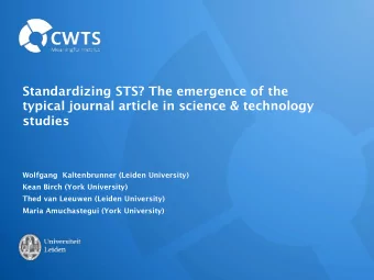 Standardizing STS? The emergence of the  typical journal article in science &amp; technology