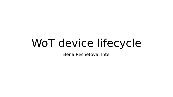 wot device lifecycle