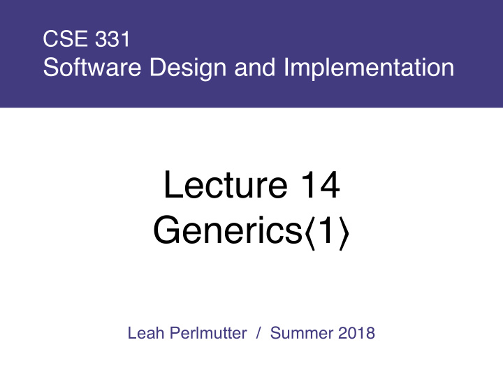 lecture 14 generics 1