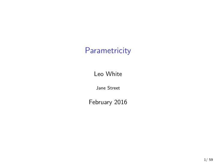 parametricity
