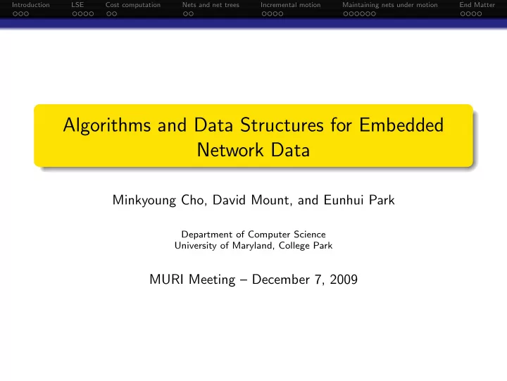 algorithms and data structures for embedded network data