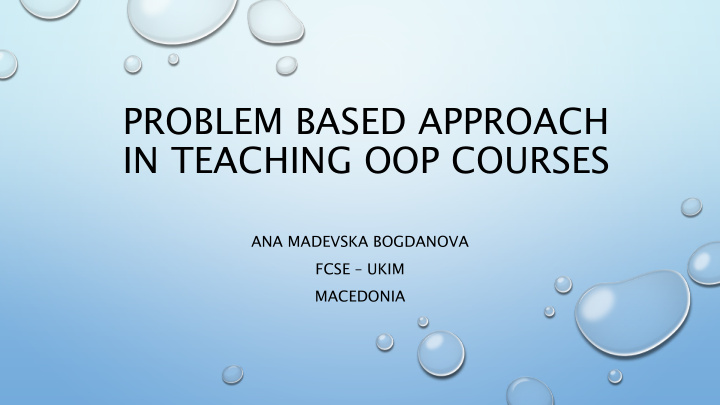 problem based approach in teaching oop courses