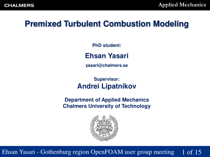 premixed turbulent combustion modeling